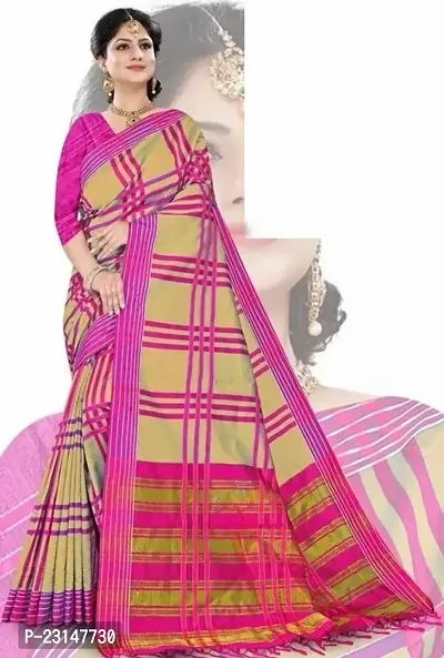 Stylish Cotton Saree with Blouse Piece For Women-thumb0