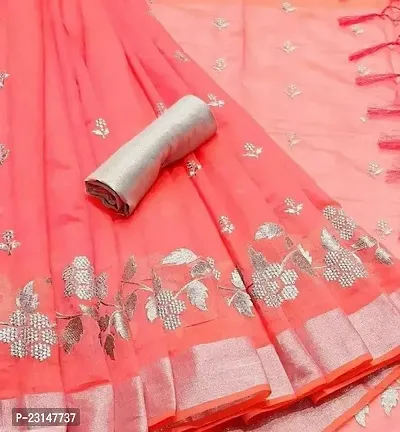 Stylish Chanderi Cotton Saree with Blouse Piece For Women-thumb0