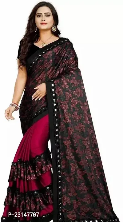 Stylish Lycra Saree with Blouse Piece For Women-thumb0