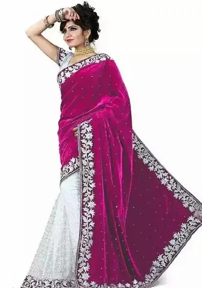 Attractive Georgette Embroidered Saree with Blouse piece