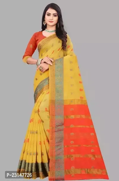 Stylish Chanderi Cotton Saree with Blouse Piece For Women