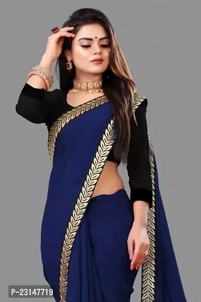 Stylish Cotton Blend Saree with Blouse Piece For Women