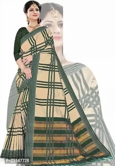 Stylish Cotton Saree with Blouse Piece For Women-thumb0