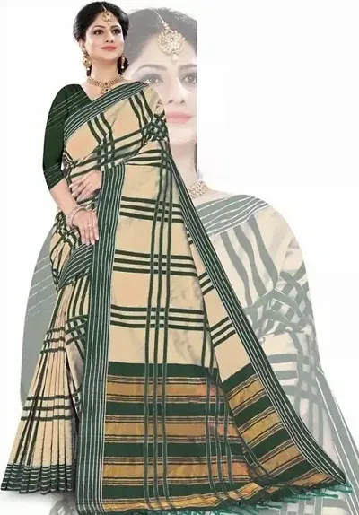 Stylish Checked Saree Without Blouse Piece For Women