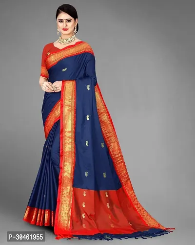 Stylish Cotton Silk Saree with Blouse Piece-thumb0