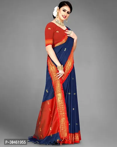 Stylish Cotton Silk Saree with Blouse Piece-thumb3