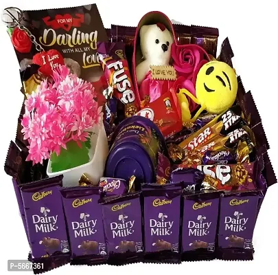 Square Shaped Mouthwatering Gift Hamper Of Multiple Cadbury Chocolates With A Darling Card For Your Partner-thumb0
