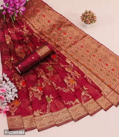 Reliable Maroon Kanjeevaram Silk Saree with Blouse Piece For Women