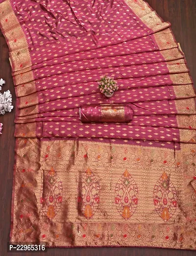 Reliable Pink Kanjeevaram Silk Saree with Blouse Piece For Women