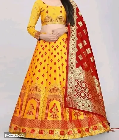 Stylish  Art Silk  Lehenga Choli With Dupatta Set For Women-thumb2