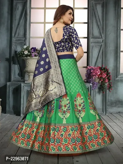 Stylish Green Art Silk Zari Lehenga Choli Set For Women-thumb2
