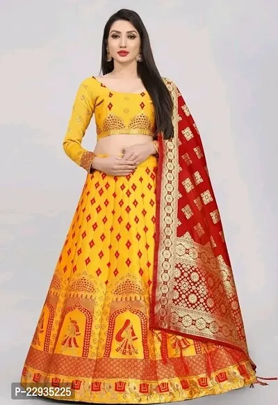 Stylish  Art Silk  Lehenga Choli With Dupatta Set For Women-thumb0