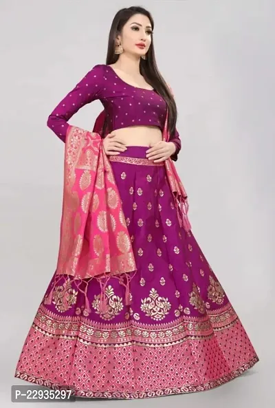 Stylish  Art Silk  Lehenga Choli With Dupatta Set For Women-thumb0