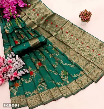Reliable Light Green Kanjeevaram Silk Saree with Blouse Piece For Women