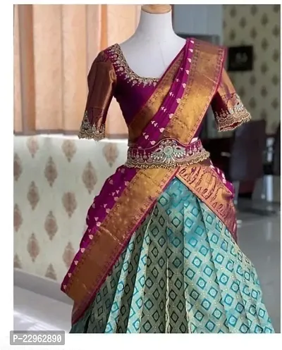 Stylish Multicoloured Art Silk Zari Lehenga Choli Set For Women-thumb0