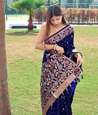 Reliable Blue Kanjeevaram Silk Saree with Blouse Piece For Women-thumb1