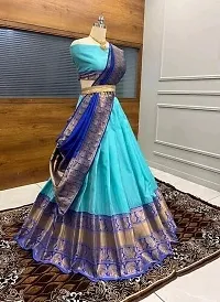 Stylish Blue Art Silk Zari Lehenga Choli Set For Women-thumb1
