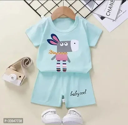 Stylish Blue Hosiery T-Shirts With Shorts Clothing Sets For Kids-thumb2