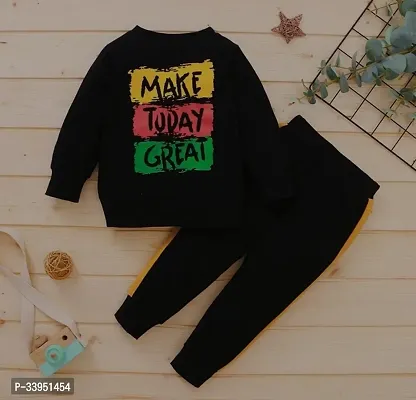 Trendy Black Cotton Printed T-Shirts With Trousers For Kids-thumb2