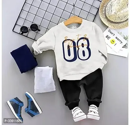 Fabulous White Cotton Printed T-Shirts with Trousers For Boys-thumb2