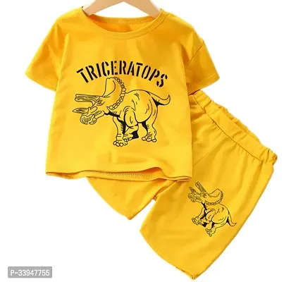 Stylish Yellow Hosiery T-Shirts With Shorts Clothing Sets For Kids-thumb0