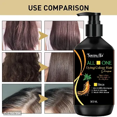 Herbal 3 in 1 original Hair Dye Instant Black Hair Shampoo for Women  Men-thumb0