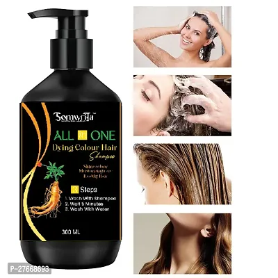 Herbal 3 in 1 original Hair Dye Instant Black Hair Shampoo for Women  Men Organic Shampoo Herbal 3 in 1 Hair Dye Instant Black Hair Shampoo 100% Coverage Shampoo 300ml - 1