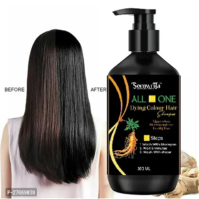 Herbal 3 in 1 original Hair Dye Instant Black Hair Shampoo for Women  Men Organic Shampoo Herbal 3 in 1 Hair Dye Instant Black Hair Shampoo 100% Coverage Shampoo 300ml - 1-thumb0