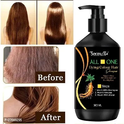 Herbal 3 in 1 original Hair Dye Instant Black Hair Shampoo for Women  Men Organic Shampoo Herbal 3 in 1 Hair Dye Instant Black Hair Shampoo 100% Coverage Shampoo 300ml - 1-thumb0