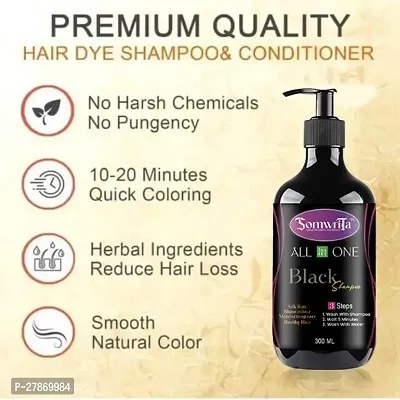 3 in 1 Hair Dye Instant Black Hair Shampoo for Women  Men 100% Coverage Shampoo 300ml