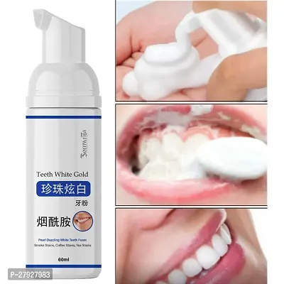 Teeth Whitening Foam Toothpaste Makes You Reveal Perfect  White Teeth, Natural Whitening Foam Toothpaste Mousse with Fluoride Deeply Clean Gums Remove Stains- Pack of 1 [1 x 60ml]-thumb0