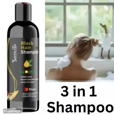 Herbal 3 in 1 Hair Dye Instant Black Hair Shampoo for Women  Men 100% Coverage Shampoo 100ml (Black) (1)-thumb0