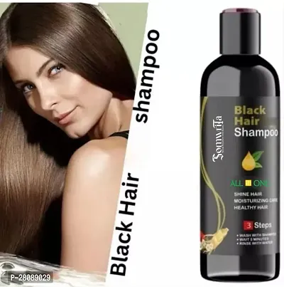 Herbal 3 in 1 Hair Dye Instant Black Hair Shampoo for Women  Men 100% Coverage Shampoo 100ml (Black) (1)