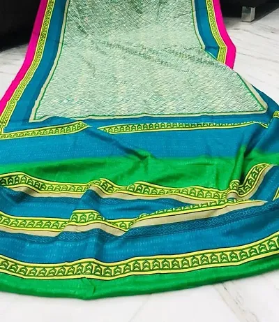 Multicoloured Digital Printed Linen Sarees