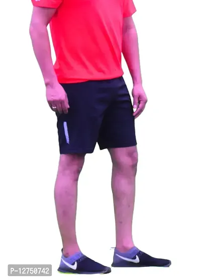Classic Polyester Blend Solid Shorts for Men