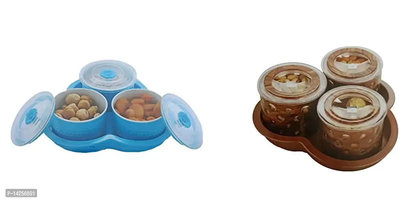 Multipurpose Storage Jars With Tray For Kitchen Use, Pack Of 2