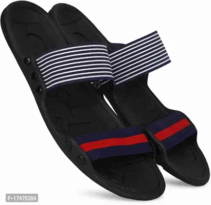 Stylish Navy Blue Elastic Slippers For Men-thumb3