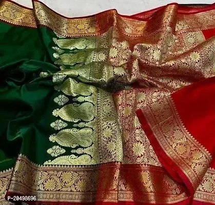 Alluring Multicoloured Satin Silk Saree with Blouse piece-thumb0