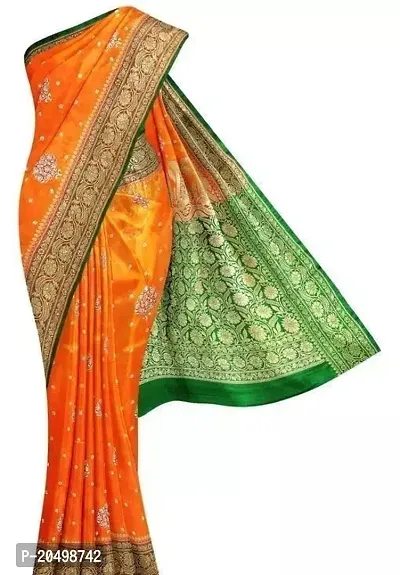 Alluring Multicoloured Satin Silk Saree with Blouse piece