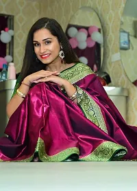 Attractive Satin Solid Saree With Blouse Piece-thumb1