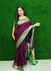 Attractive Satin Solid Saree With Blouse Piece-thumb3