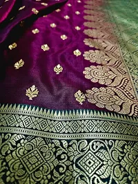 Women's Banarasi Satin Silk Saree With Embroidery Work Blouse Piece-thumb2