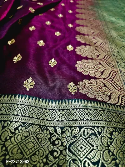 Women's Banarasi Satin Silk Saree With Embroidery Work Blouse Piece-thumb3