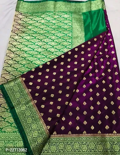 Women's Banarasi Satin Silk Saree With Embroidery Work Blouse Piece-thumb0