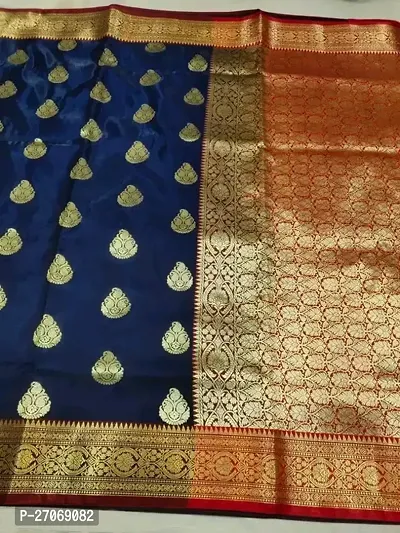 Women's Banarasi Satin Silk Saree With Embroidery Work-thumb0