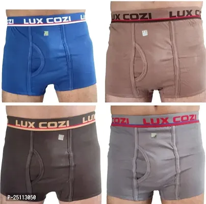 Lux Cozi Men Pack Of 4 Assorted Pure Cotton Trunks COZI_LONGS_4PC-thumb0