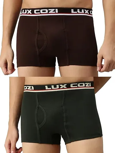Buy Lux Cozi Bigshot Men's Maroon Solid Cotton Pack of 2 Semi Long