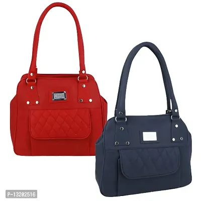 Stylish Multicoloured PU Self Pattern Handbags For Women Pack of 2