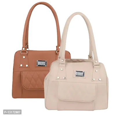 Stylish Multicoloured PU Self Pattern Handbags For Women Combo Pack Of 2