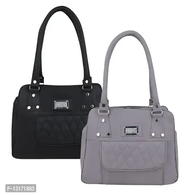 Stylish Multicoloured PU Self Pattern Handbags For Women Combo Pack Of 2-thumb0